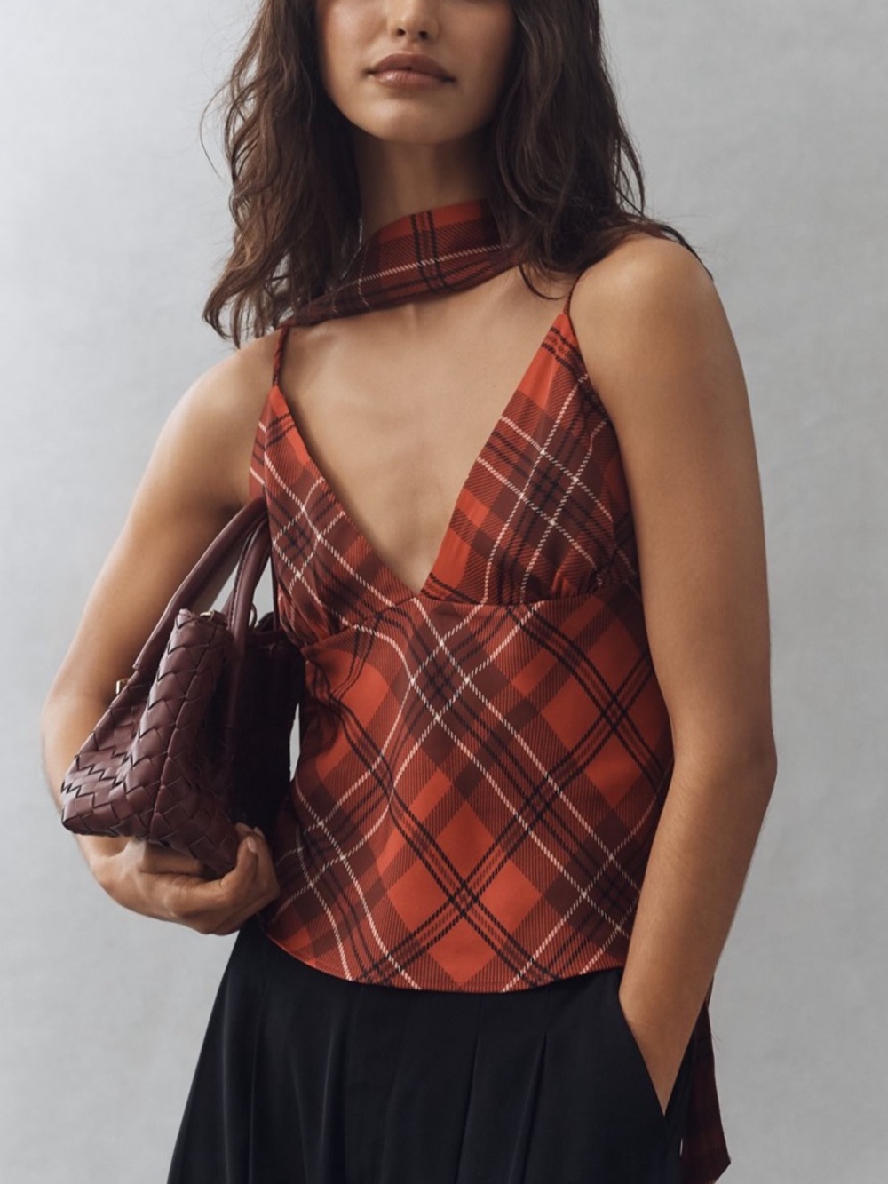 Maeve Scarf-Neck Printed V-Neck Cami Top